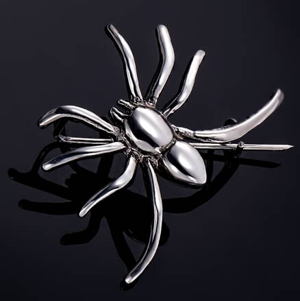 Sterling silver brooch, spider