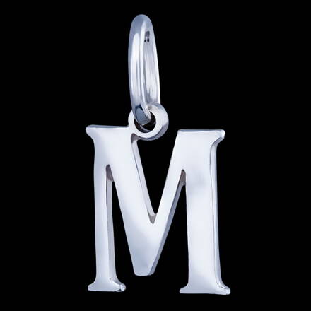 Prívesok strieborný, písmeno M (písmenko M)