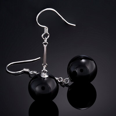 Sterling silver earrings, onyx