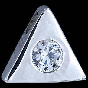 Silver pendant, CZ, triangle