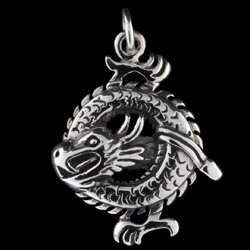 Silver pendant, water dragon