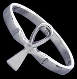 Silver ring, ankh 