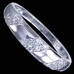 Silver ring, CZ, band