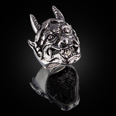 Sterling silver ring, daemon, devil (satan) 