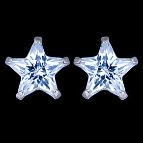 Silver earrings, CZ, stars