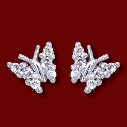 Gold earrings, diamonds, butterfly