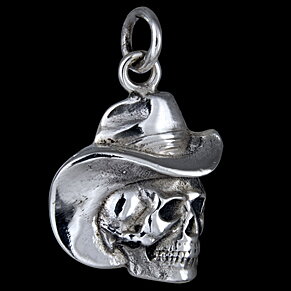 Silver pendant, cowboy skeleton